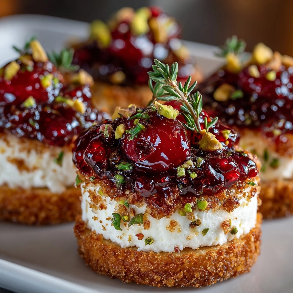 Bright image of Cherry Coded Snackable Bites, featuring sweet cherries on savory crackers, ready to eat.