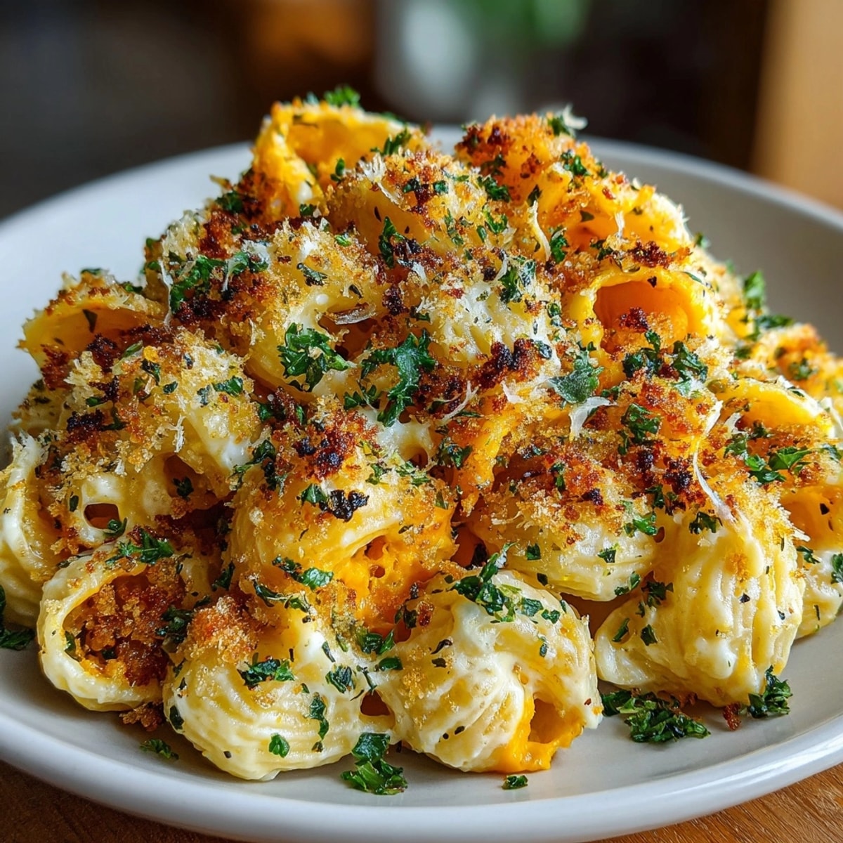 Creamy, cheesy Cozy Fall Butternut Squash Mac and Cheese, bubbling from the oven, ready to be devoured.