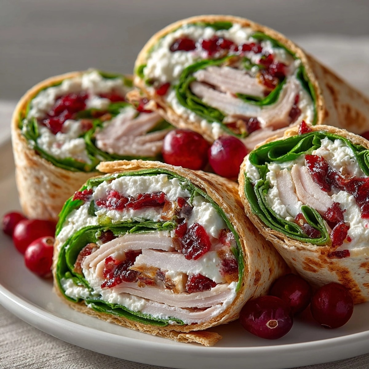 Festive Holiday Party Pinwheel Wraps with Cranberry showcasing a colorful platter of savory, bite-sized appetizers.