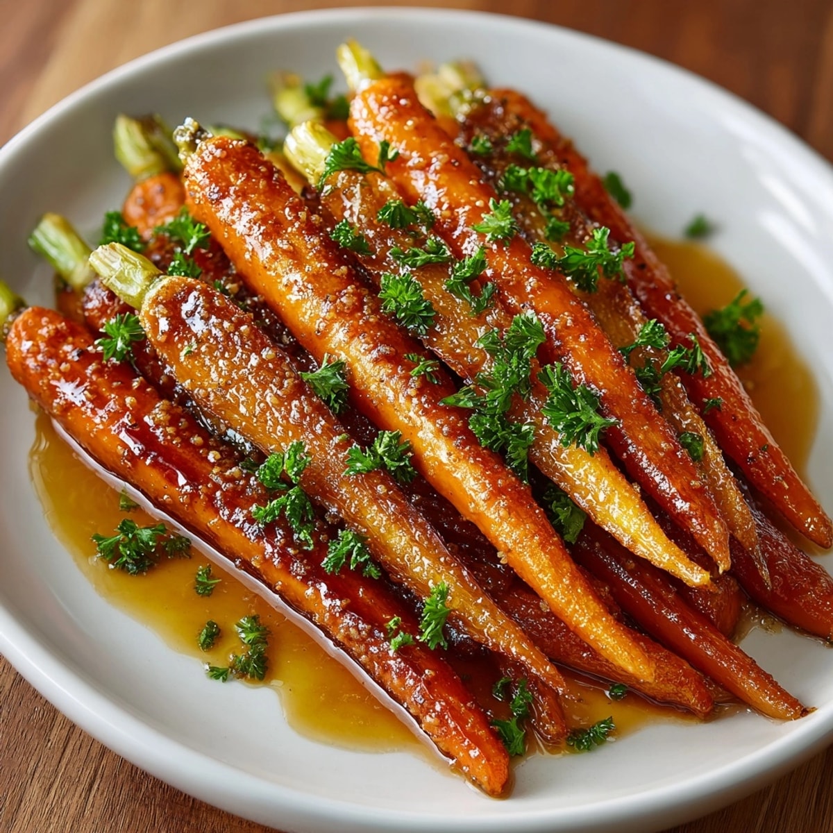 This vibrant plate of Maple Bourbon Glazed Carrots showcases tender, glazed carrot sticks for a perfect side.