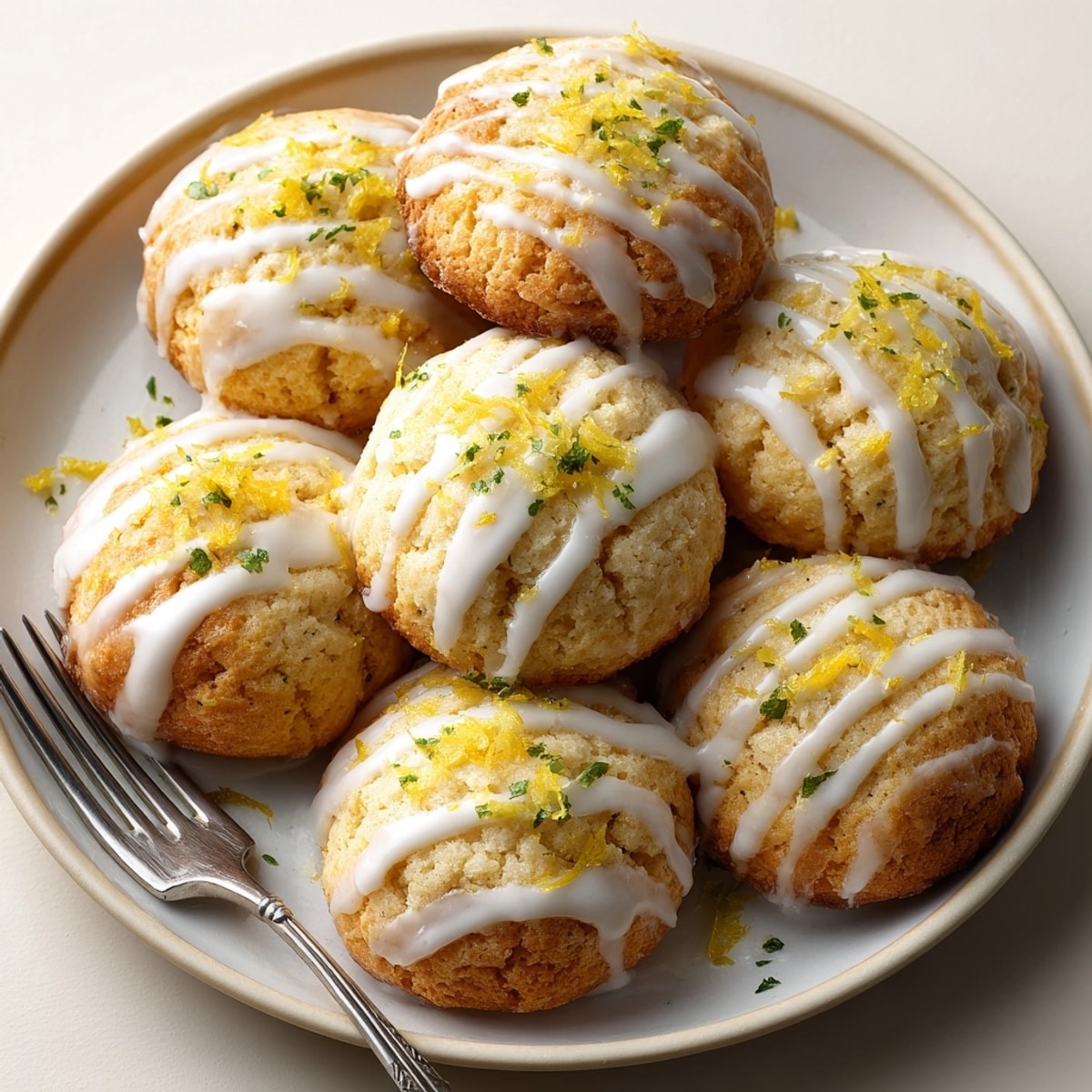 Light, fluffy Ricotta Lemon Cookies served on a rustic wooden tray, ready for sharing with tea