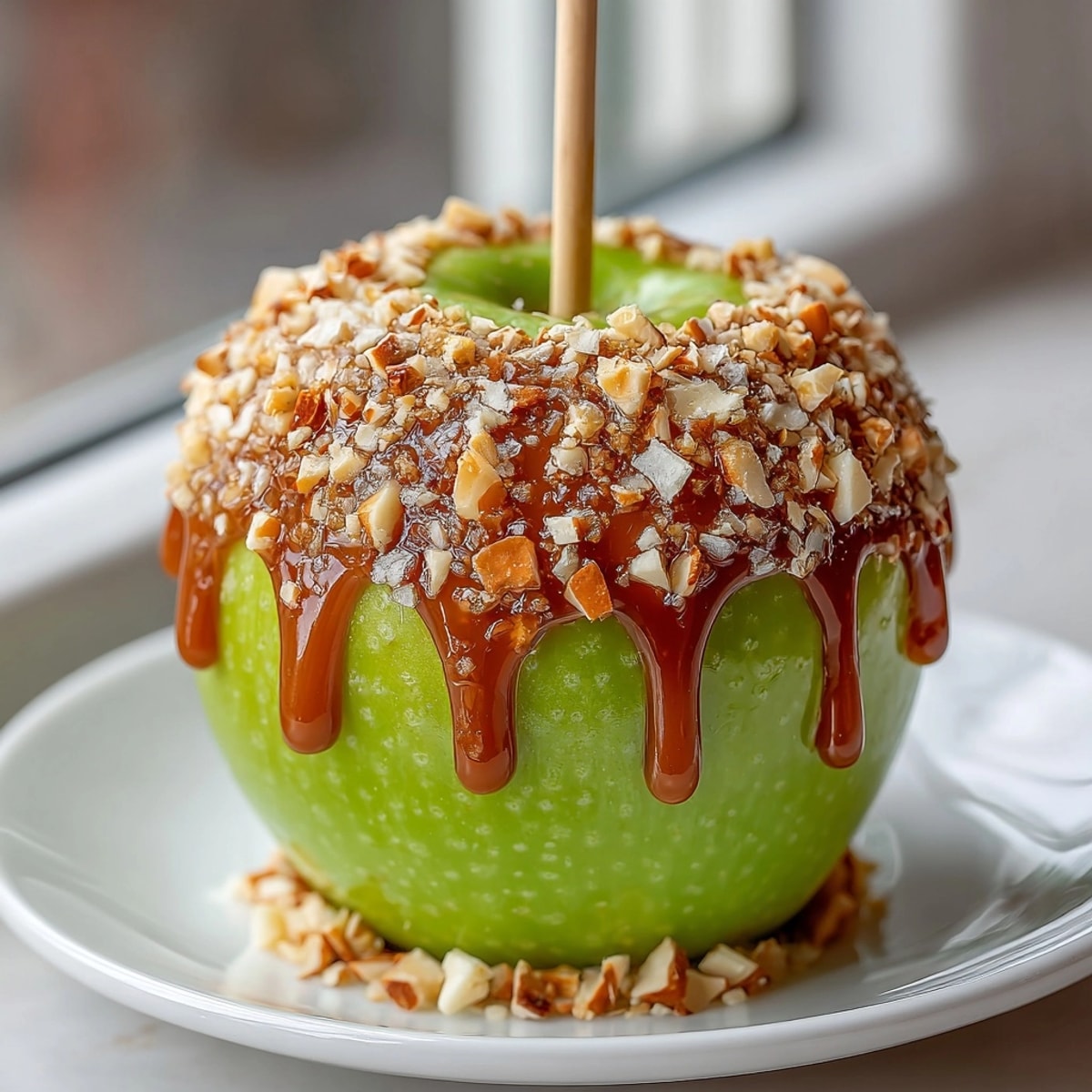 Glossy vegan caramel apples cooling on parchment, ready to be enjoyed this autumn.