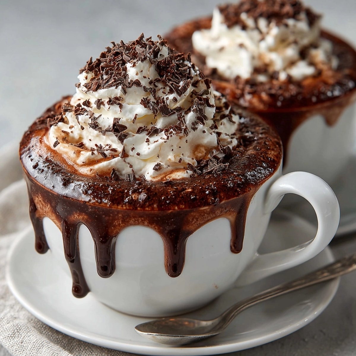 Creamy Black Velvet Hot Chocolate in a mug, topped with whipped cream swirls.