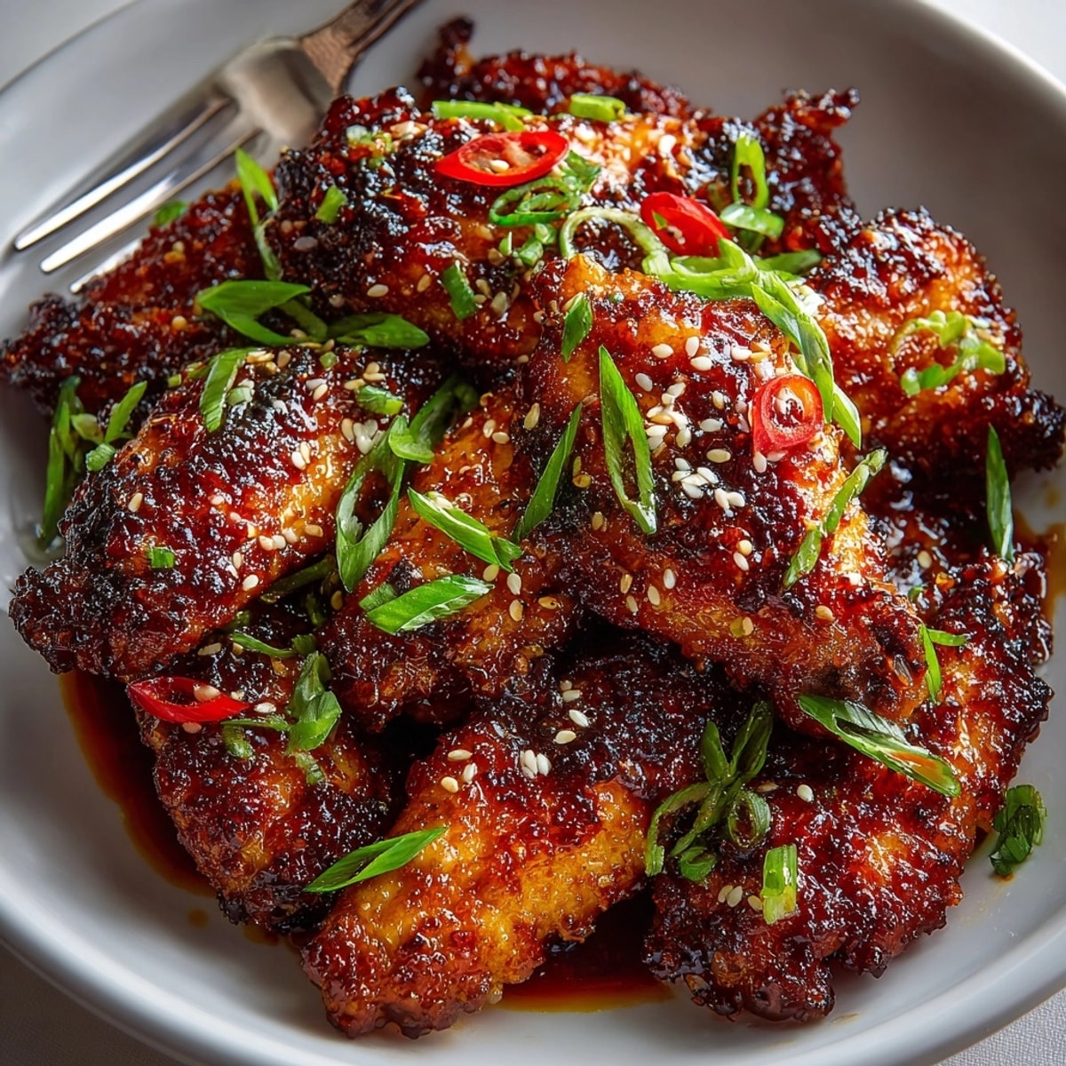 Crisp Spicy Maple Chicken Wings, glistening with a sweet, tangy glaze, ready for dipping.
