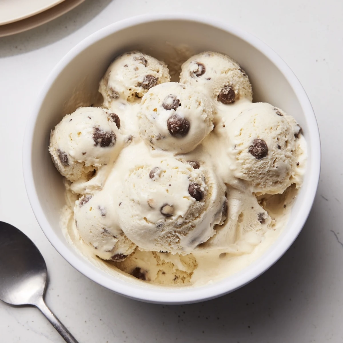 Indulge in Cottage Cheese Ice Cream with Cookie Dough, a scoop of frozen bliss.  