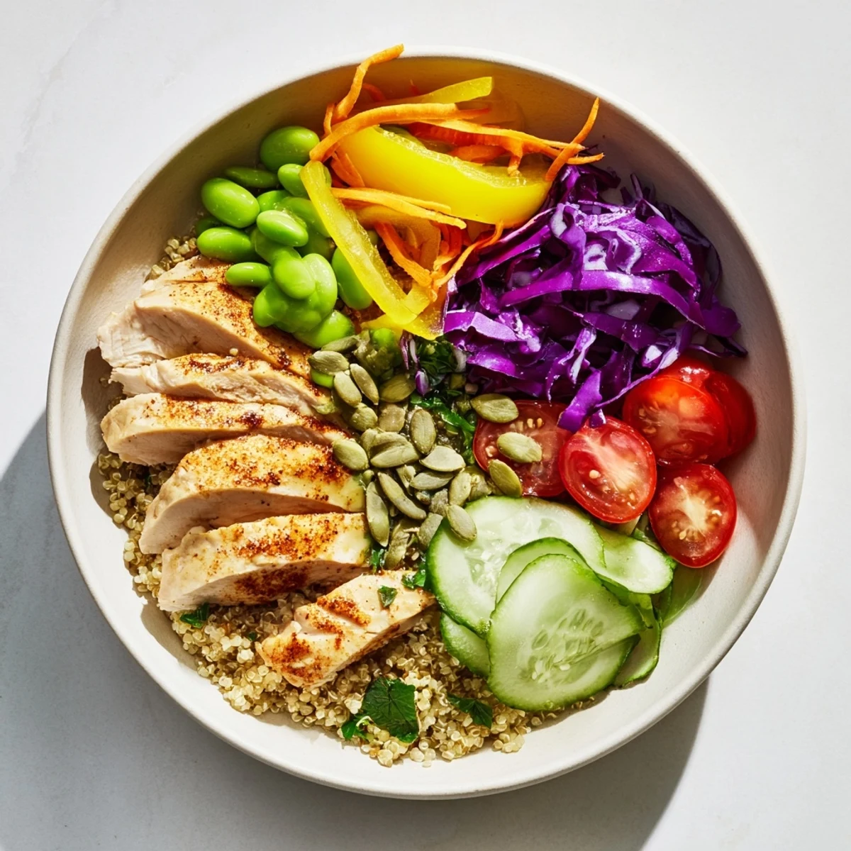 Vibrant Healthy Meal-Prep Bowls with colorful veggies and quinoa ready to serve.  