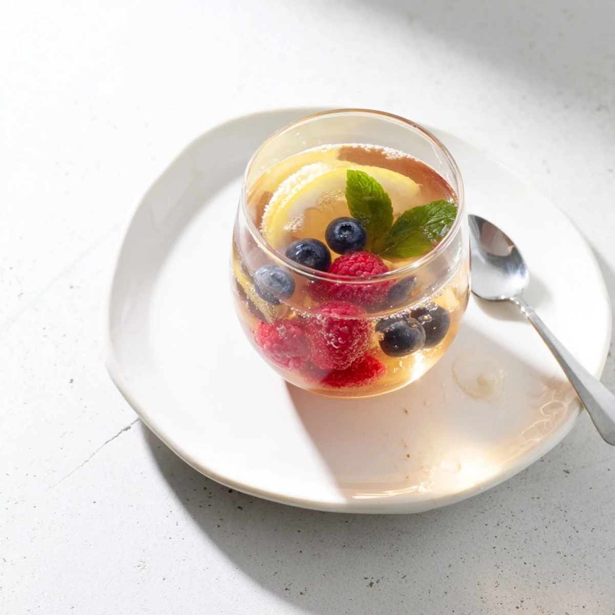 Healthy, naturally fermented kombucha-style mocktails served chilled over ice with garnishes.