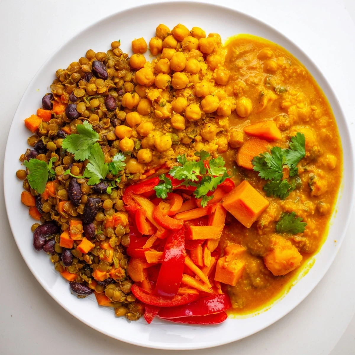 Vibrant Indian chickpea curry simmering in a skillet, garnished with fresh cilantro.  