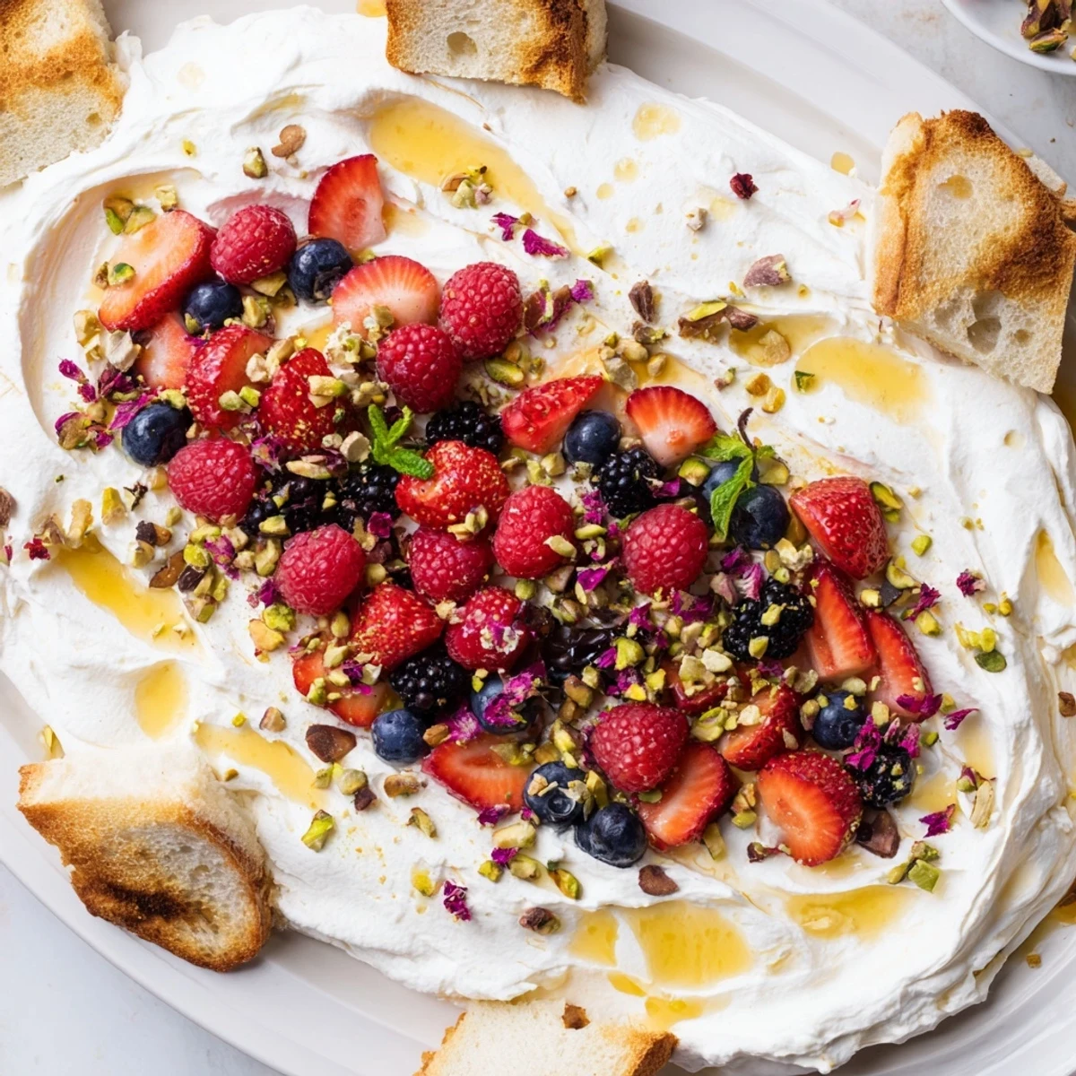 Toast baguette slices to enjoy this festive Butter Board Dessert with creamy toppings.