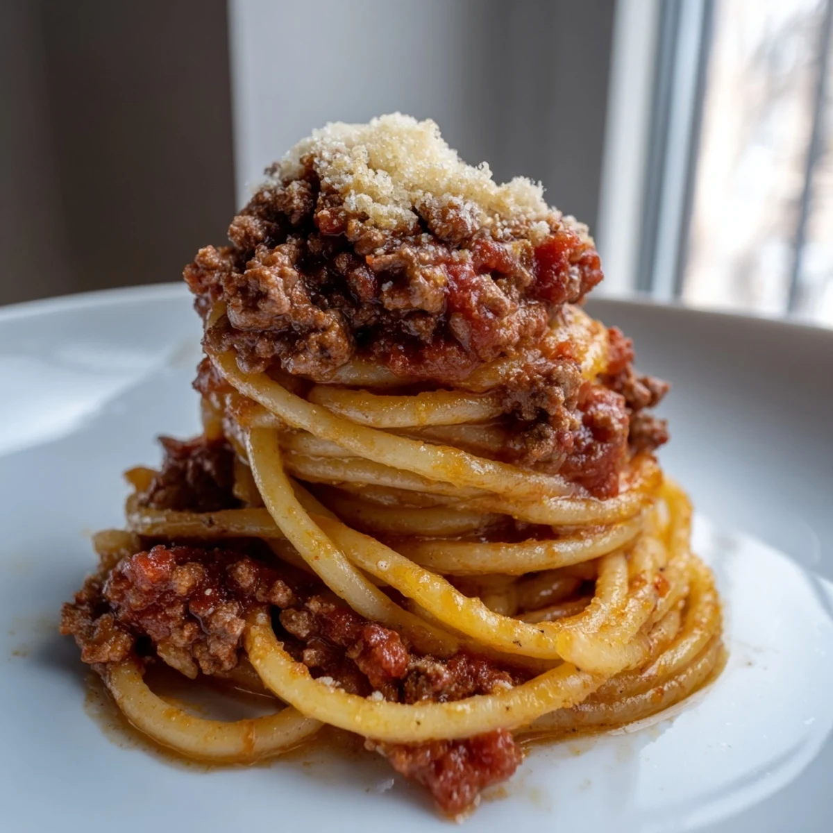 Golden-brown Greek Pastitsio, a hearty baked pasta dish with savory ground beef and creamy béchamel.