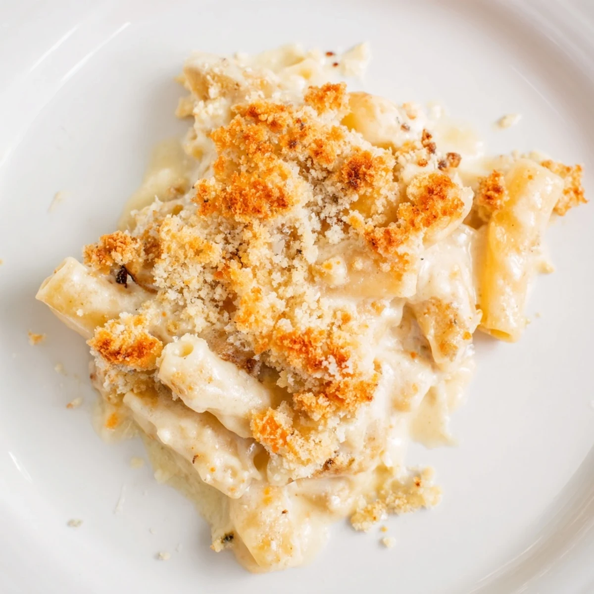 A close-up of a creamy Baked Macaroni and Cheese, showing the cheesy sauce and delicious crust.