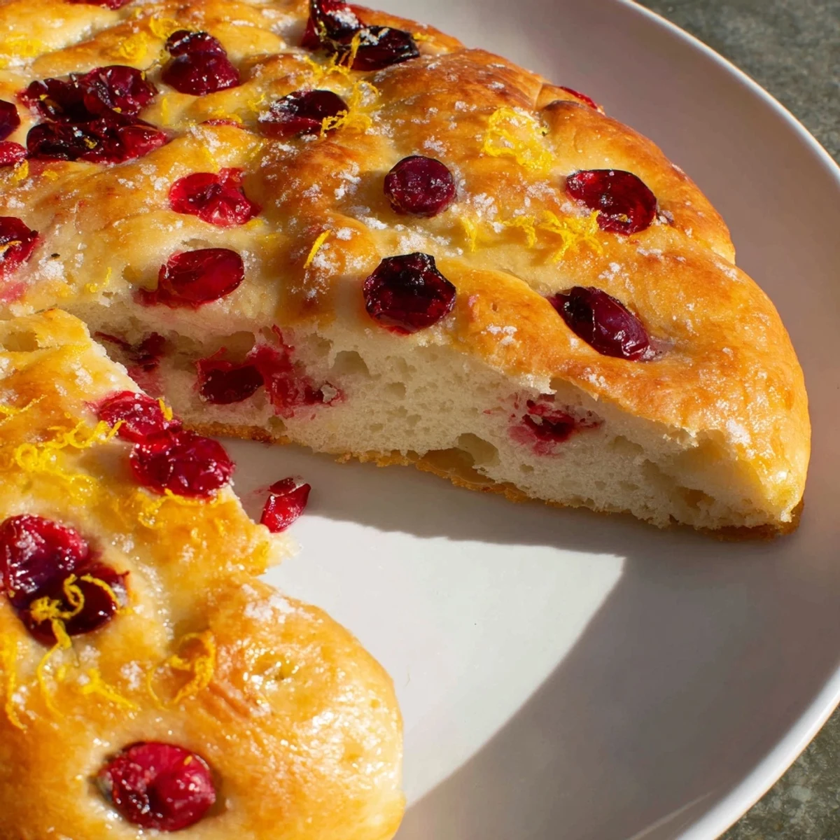 Cranberry Orange No-Knead Focaccia
