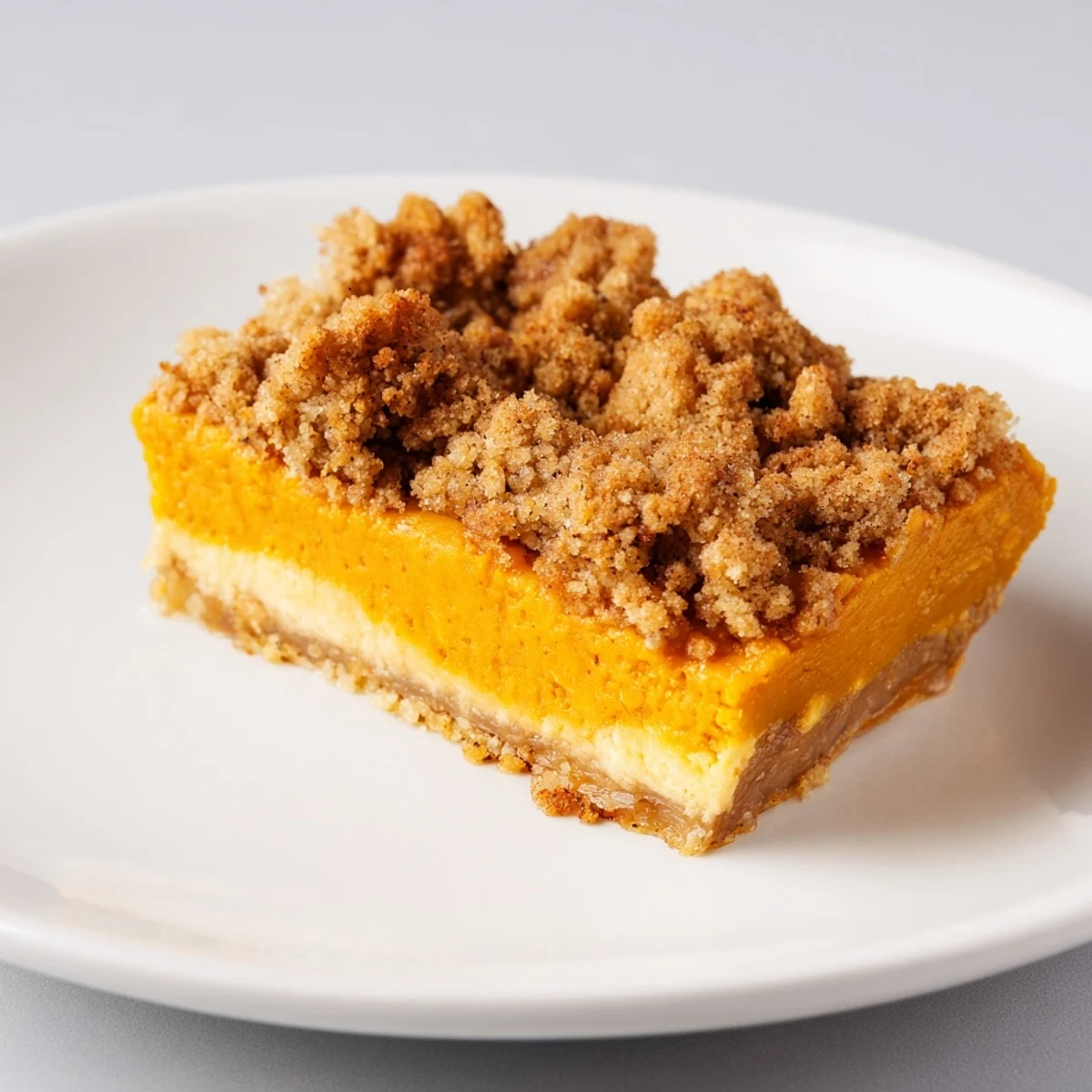 Golden-brown pumpkin crisp, a comforting dessert with a buttery, sweet crumble topping.