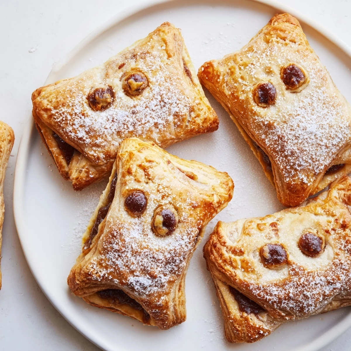 Golden-brown Sleeping Gingerbread Puff Pastry Pockets, crispy outside, full of warm gingerbread spice.