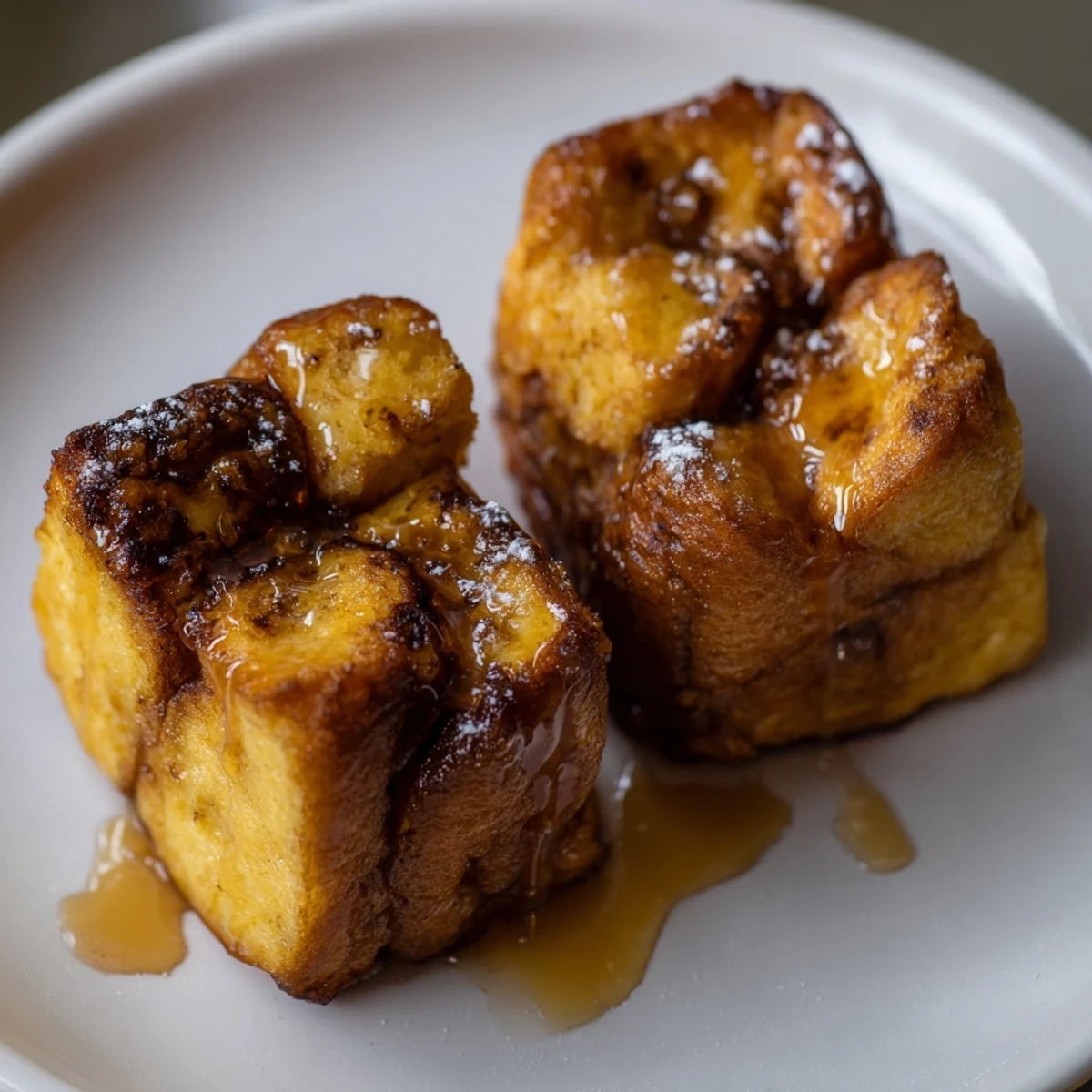 Golden mini French Toast Casserole bites, a breakfast delight, baked until perfectly caramelized.
