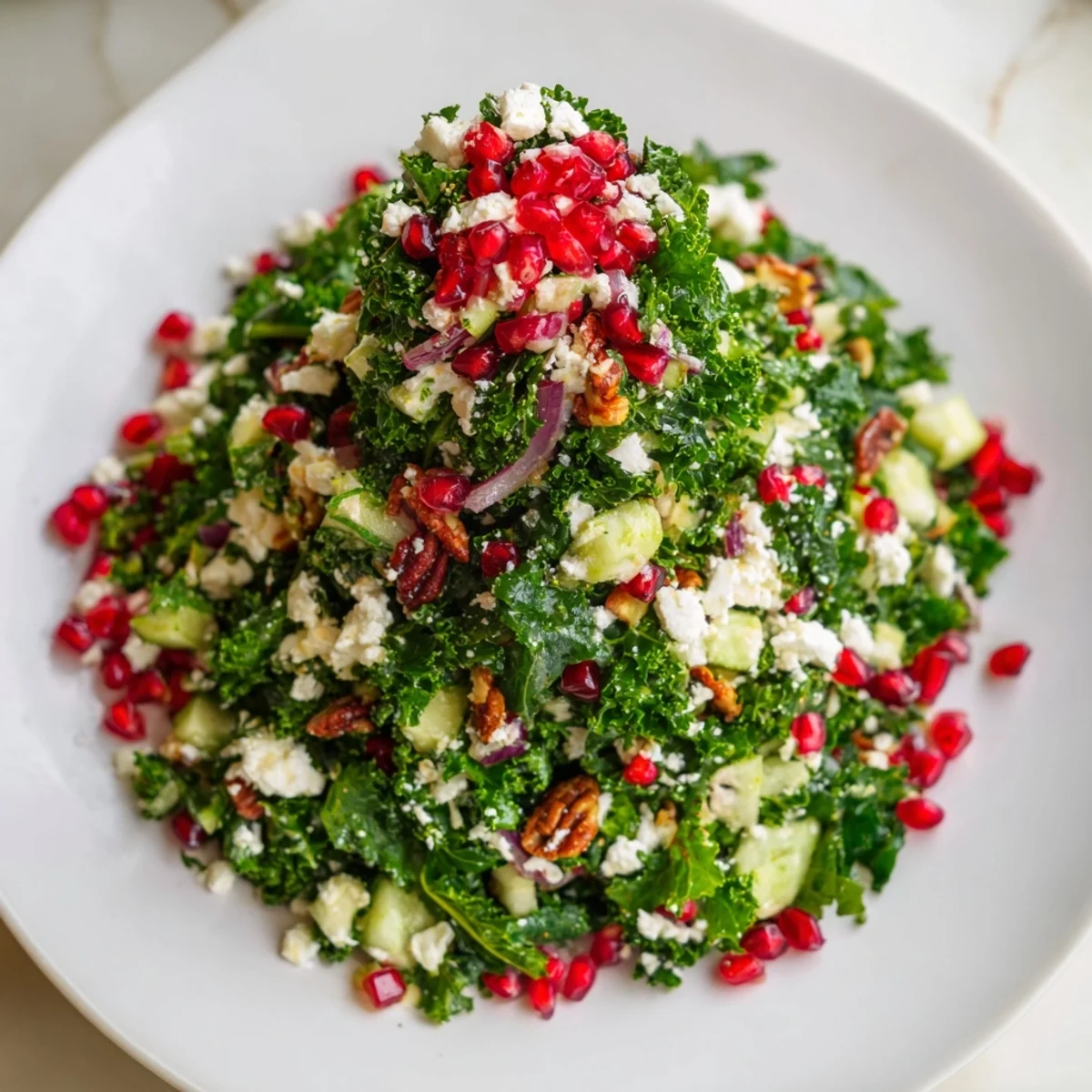 Festive Chopped Christmas Tree Salad: a colorful, healthy vegetarian dish ready to serve and enjoy.