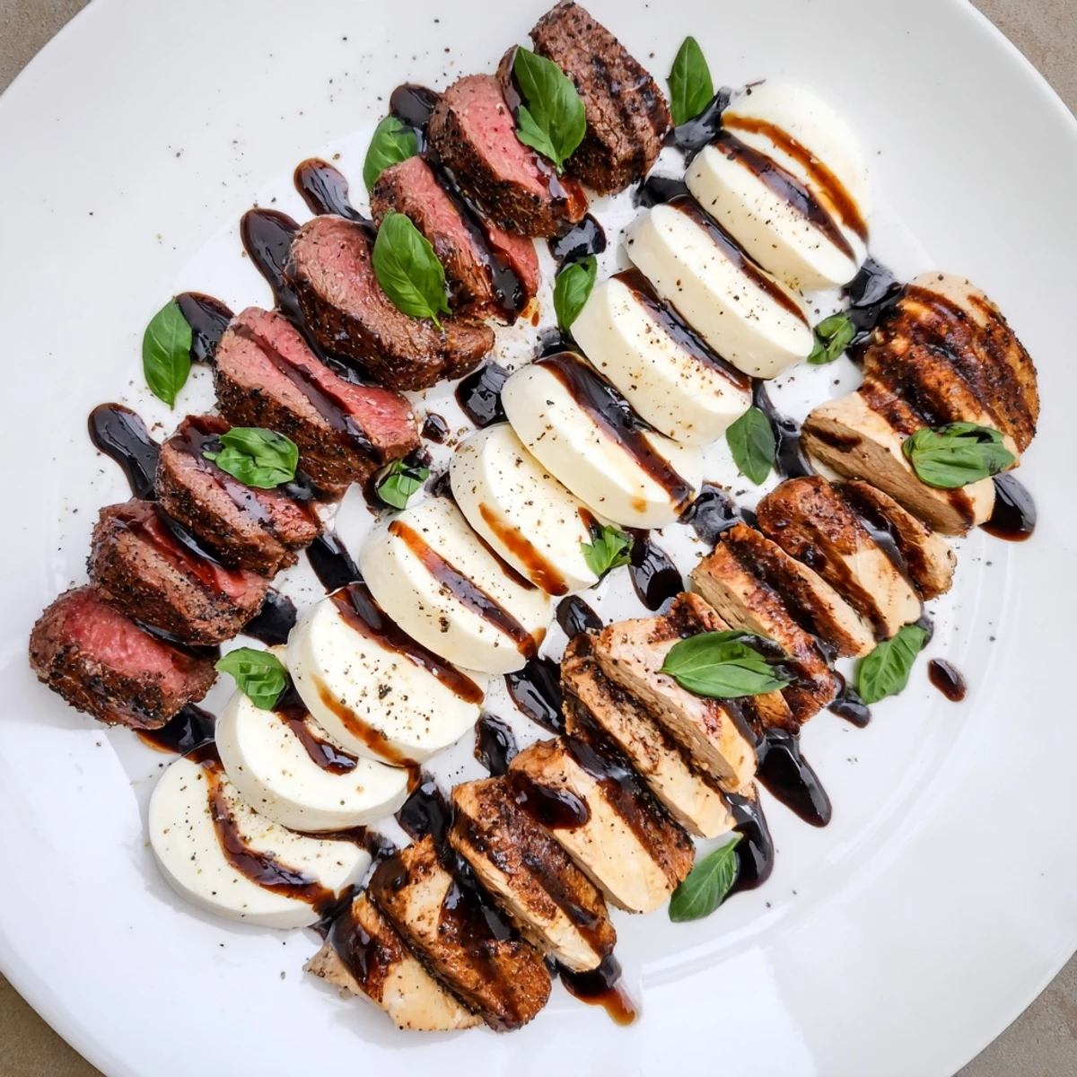 Ready-to-eat Safari Stripes appetizer arrangement, offering enticing visual contrast and vibrant flavor profiles.