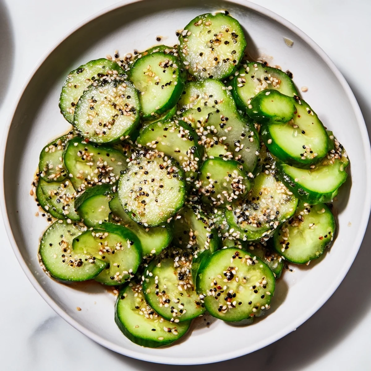Crisp Cucumber Shaker with everything bagel seasoning glistening, a quick and satisfying snack ready to enjoy.