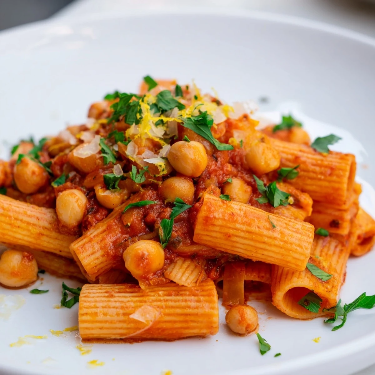 Harissa Chickpea Pasta Dish