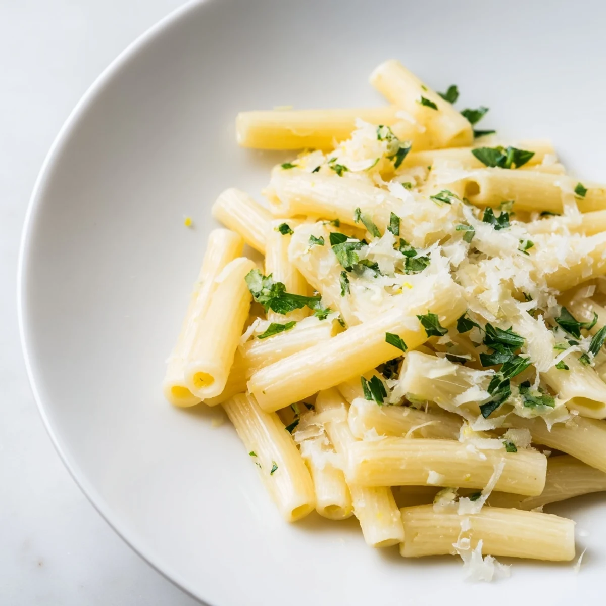 Golden, creamy 15-Minute Creamy Garlic Butter Ditalini pasta, perfectly coated in a luscious, savory sauce.