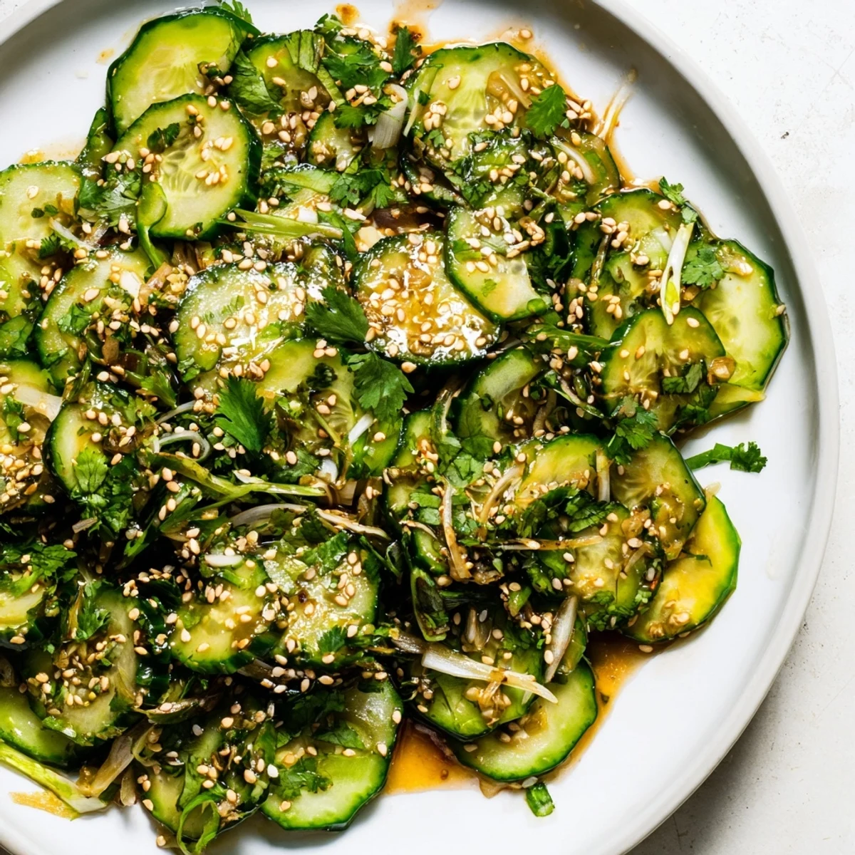 Fresh Zesty Shake Cucumber Salad, a vibrant mix of cucumbers and scallions tossed in a spicy, flavorful sauce.