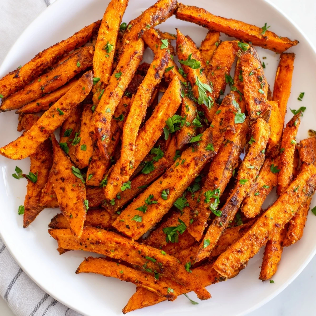 Golden-brown Cajun spiced sweet potato fries, perfectly crispy and ready to serve with a dipping sauce.