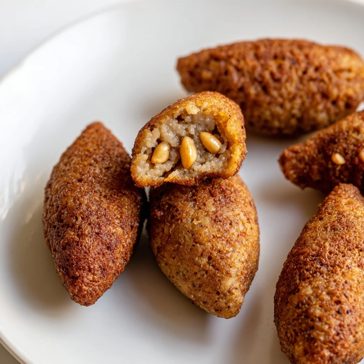 Golden-brown Lebanese Kibbeh, crisp on the outside, filled with savory spiced meat, perfect for dinner.
