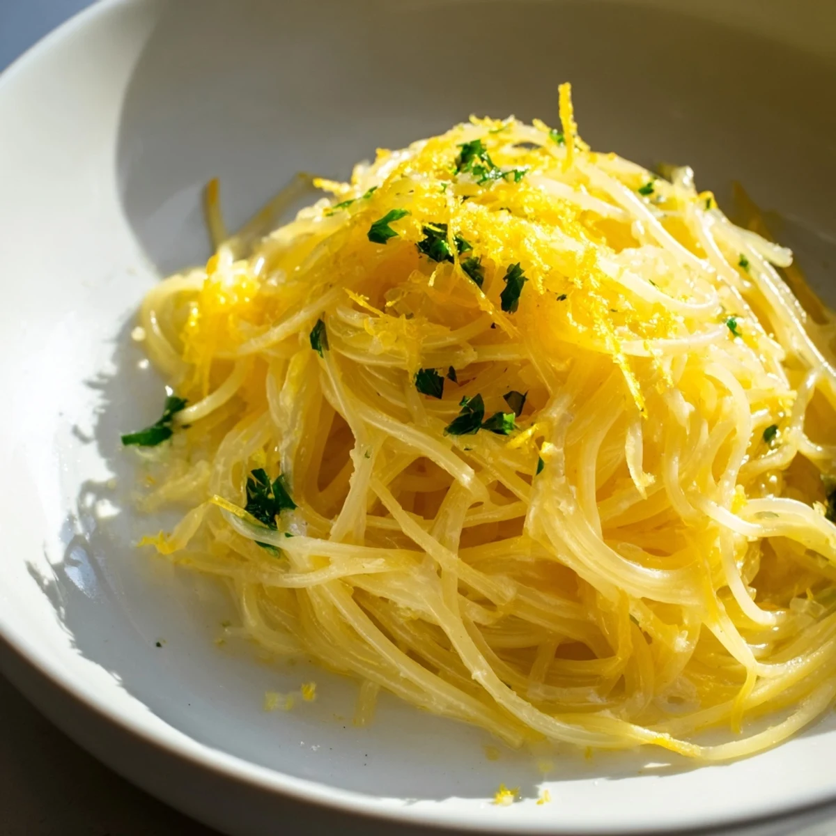 This delicate Lemon Butter Pasta Light combines capellini and bright lemon butter in a flavorful dish.