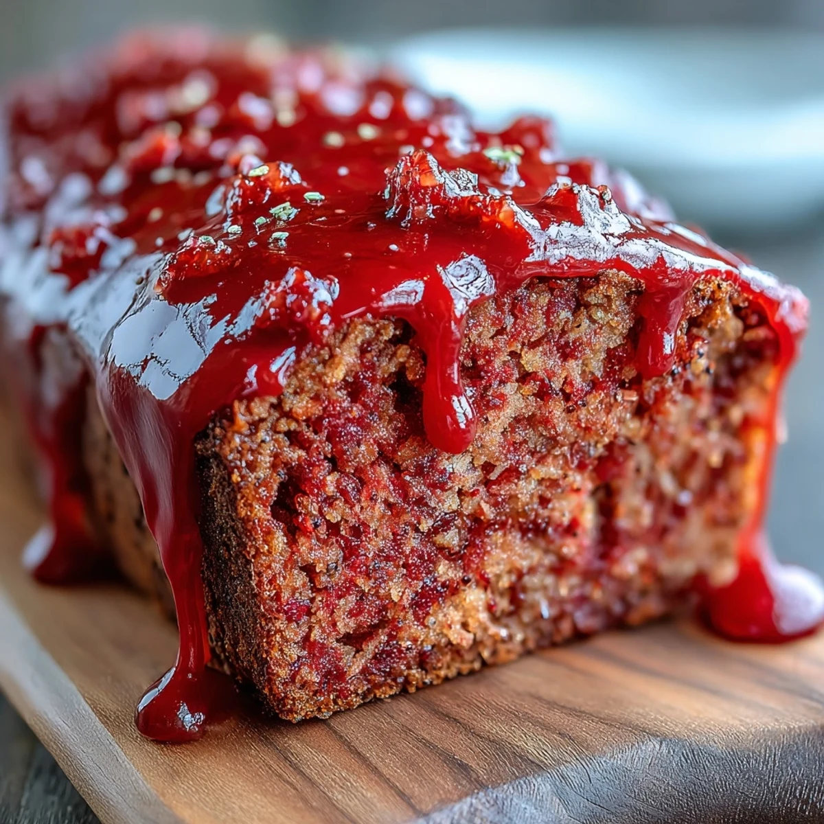 Sliced Blood Orange Loaf Cake shows moist texture and marzipan flecks, served with tea on a rustic, inviting kitchen table.