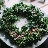 Festive Pomegranate Feta Wreath Salad, vibrant with pomegranate seeds and creamy feta, ready to serve.