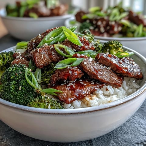 Fork-tender beef and crisp steamed broccoli rest atop fluffy jasmine rice in this Beef and Broccoli Bowl, drizzled with savory soy-ginger sauce. 