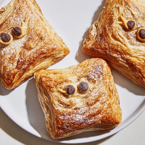 Flaky, freshly baked Sleeping Gingerbread Puff Pastry Pockets, perfect for a cozy dessert or snack.