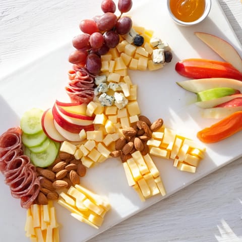 This beautifully arranged Horse-Shaped Grazing Board invites guests with flavorful cheeses and savory charcuterie selections.