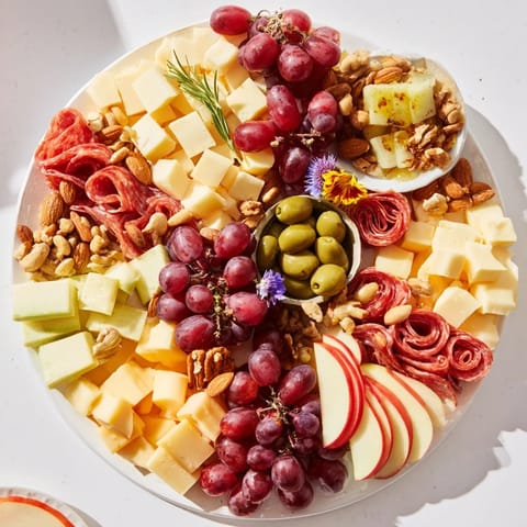 Festive Star-Shaped Appetizer Board, featuring creamy brie and savory prosciutto, a perfect spread.