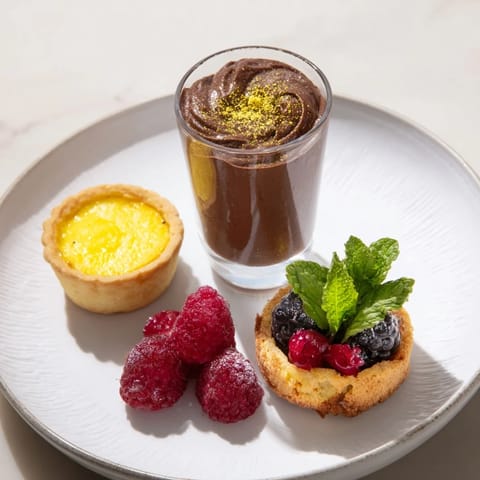 Elegant Assiette de Desserts Starry Delight showcasing a delightful assortment of miniature desserts, ready to enjoy.