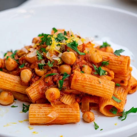 Harissa Chickpea Pasta Dish