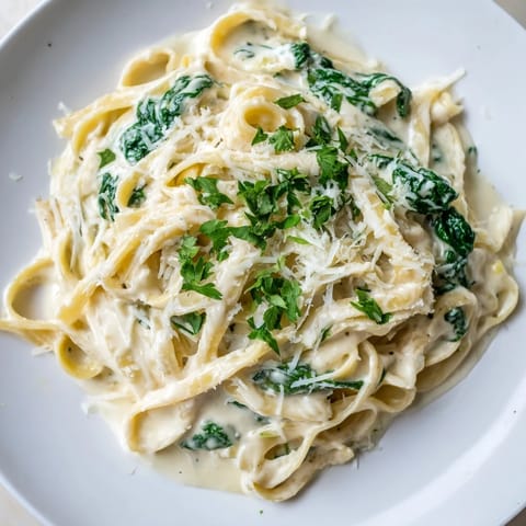 Creamy Spinach Fettuccine Alfredo