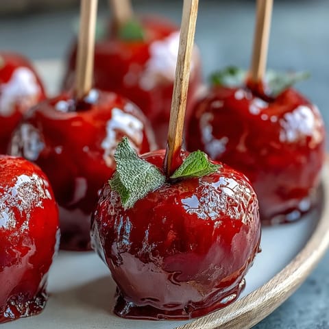 Adorable mini candy apples on sticks with glossy red candy coating, perfect for kids' parties and festive treats.