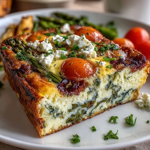 Sheet Pan Easter Frittata with Spring Vegetables and Herbs, golden and fluffy, baked to perfection for a festive brunch centerpiece.