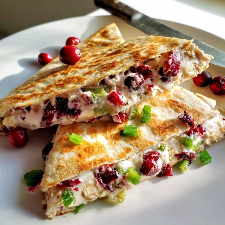 Creamy cheese and zesty jalapeño blend in delicious cranberry quesadillas.