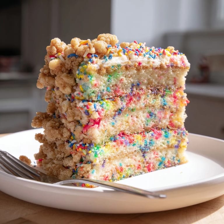 Deliciously moist Funfetti Cinnamon Soda Streusel, bursting with flavor and vibrant sprinkles.