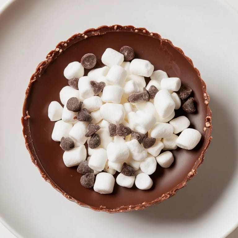 Fluffy marshmallows and rich chocolate inside the budget-friendly hot cocoa bomb cups, ready for warm milk.