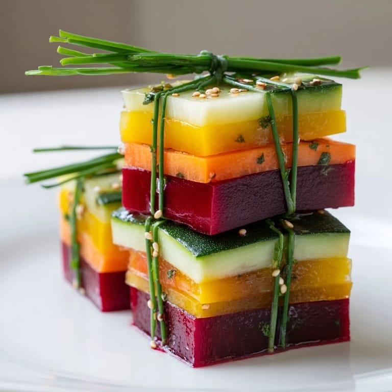 Mouthwatering, colorful photo of stacked gift box veggie cubes, perfect bite-sized snacks for any gathering.