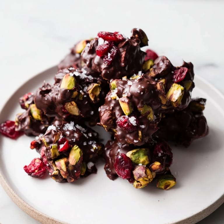 These beautiful clusters, made with pistachios and dried cranberries, are a perfect, easy gourmet snack.