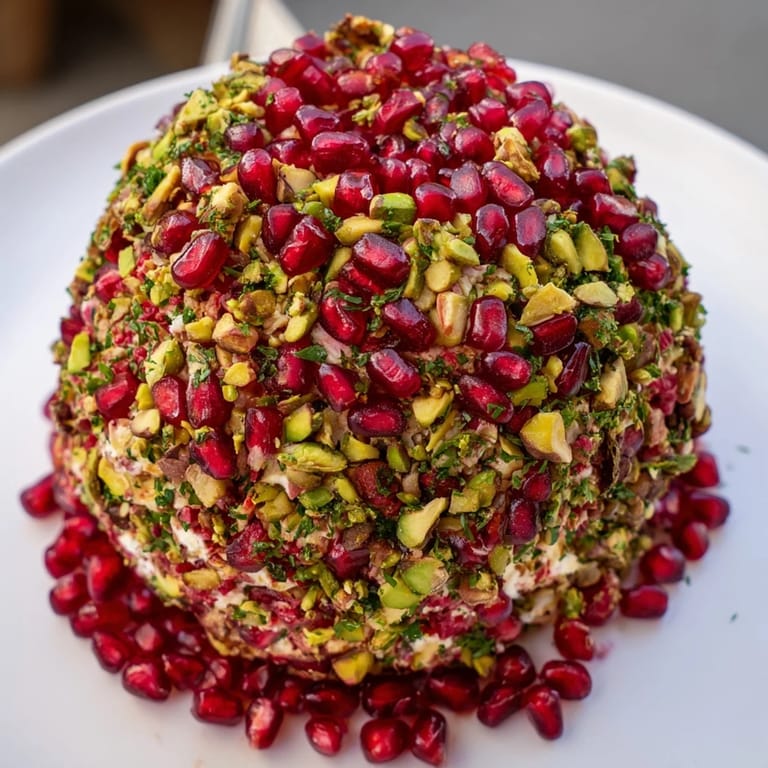 This elegant The Royal Orb cheese ball appetizer offers a delightful mix of creamy cheese, festive toppings, and savory flavors.