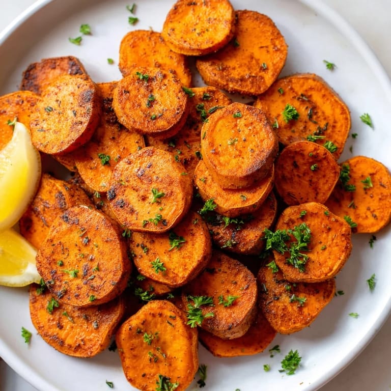 Close-up of freshly roasted Cajun sweet potatoes, a perfectly delicious and spicy side dish for any meal.