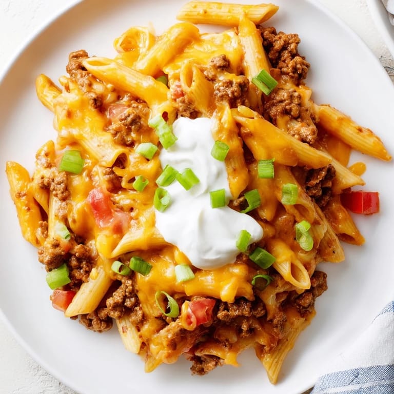 A steaming bowl of flavorful One-Pot Taco Pasta, topped with fresh cilantro, ready to eat now.