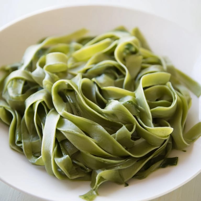 Close-up of the smooth spinach pasta dough, showing its vibrant color, perfect for homemade pasta.