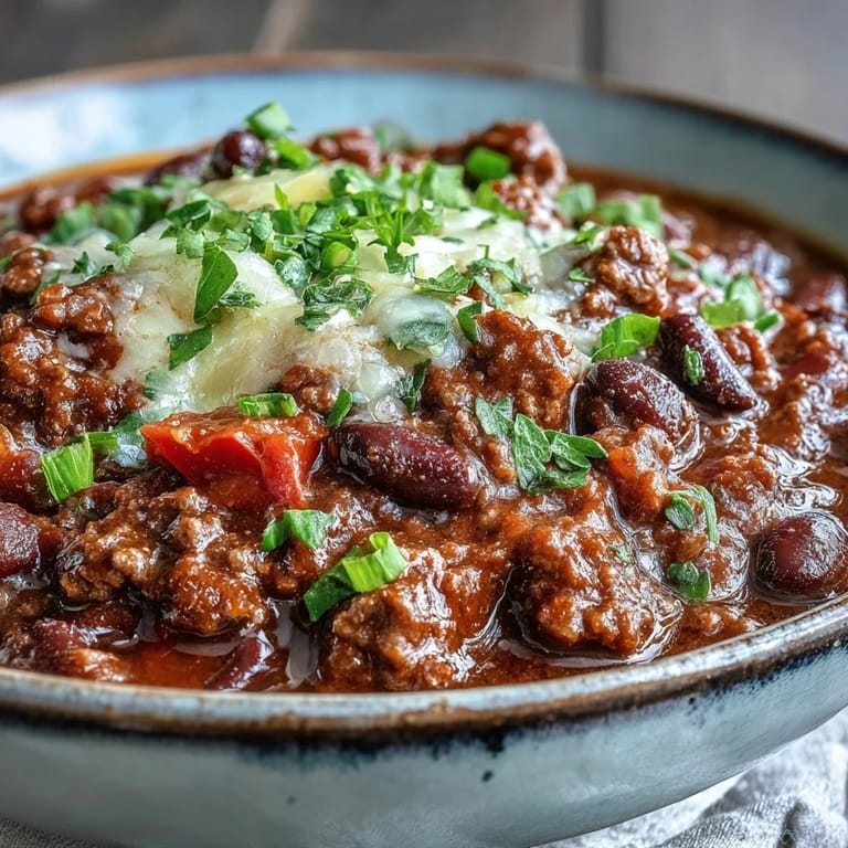 Cozy slow cooker chili, loaded with tender beef and flavorful seasonings, ready to serve.