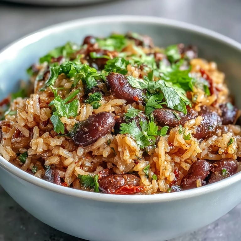 Hearty Spanish rice and beans cooked with smoky paprika, black beans, and vibrant tomato salsa.